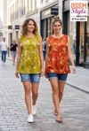293 A To G By Ossm Style Rayon Foil Printed Western Ladies Top 